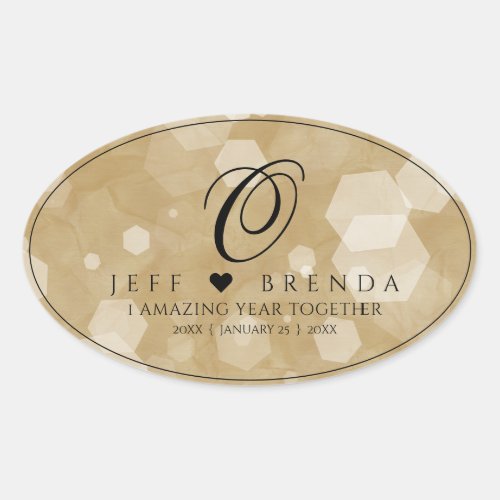 Elegant 1st Paper Wedding Anniversary Celebration Oval Sticker