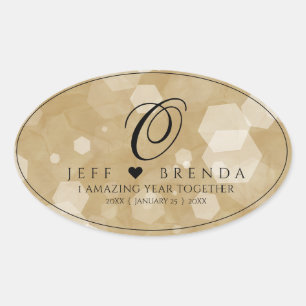 Elegant 1st Paper Wedding Anniversary Celebration Oval Sticker
