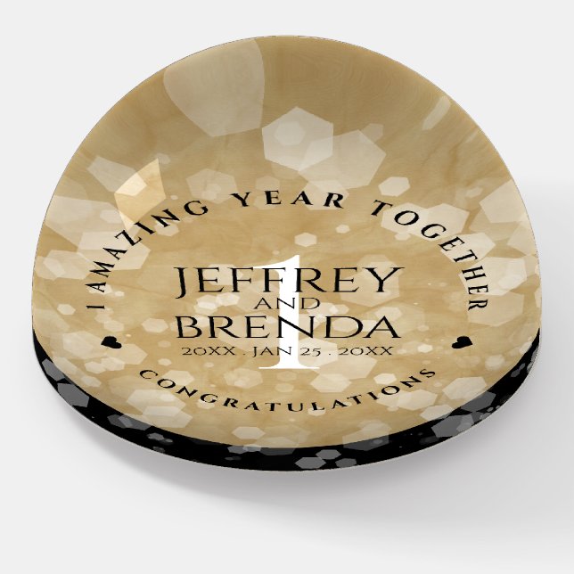 Elegant 1st Paper Wedding Anniversary Celebration Paperweight (Angled)