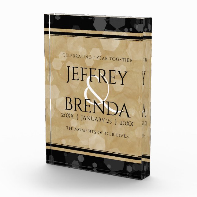 Elegant 1st Paper Wedding Anniversary Celebration Photo Block (Right)