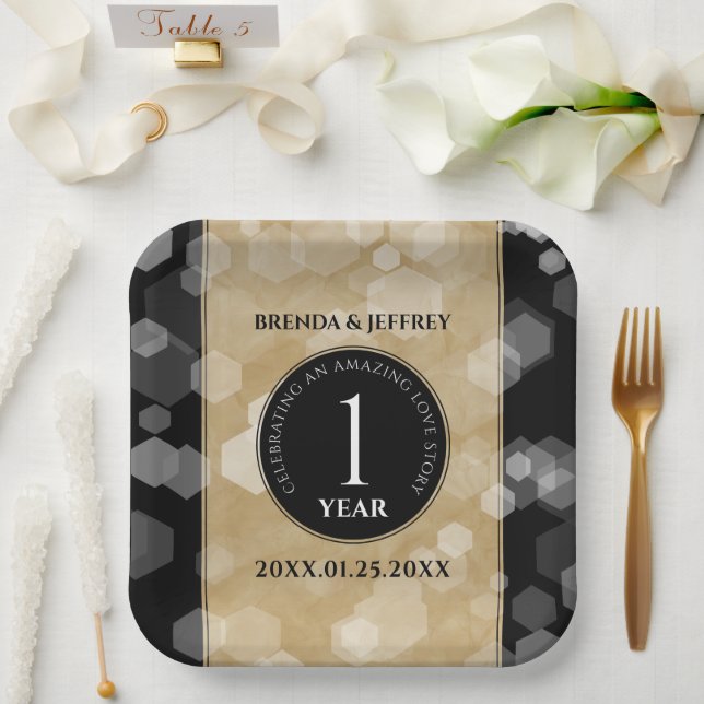 Elegant 1st Paper Wedding Anniversary Celebration Plates (Wedding)