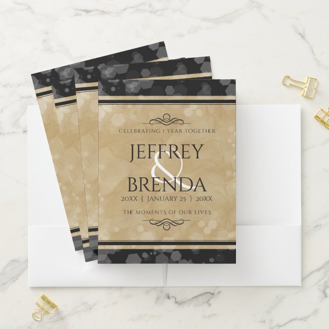 Elegant 1st Paper Wedding Anniversary Celebration Pocket Folder (In Situ)