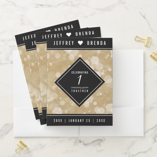 Elegant 1st Paper Wedding Anniversary Celebration Pocket Folder