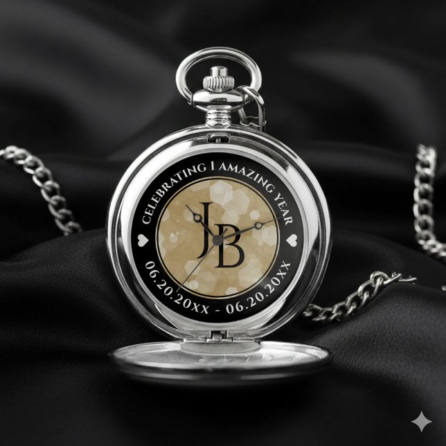 Elegant 1st Paper Wedding Anniversary Celebration Pocket Watch (Elegant 1st Paper Wedding Anniversary Pocket Watch Cover Photo)