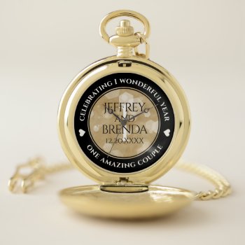 Elegant 1st Paper Wedding Anniversary Celebration Pocket Watch by expressionsoccasions at Zazzle