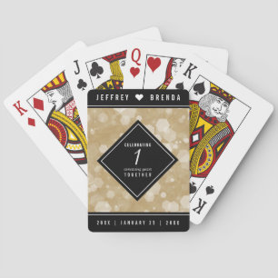 Elegant 1st Paper Wedding Anniversary Celebration Poker Cards