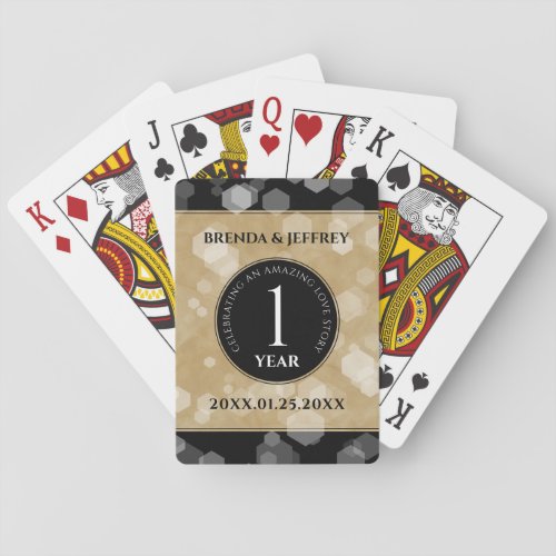 Elegant 1st Paper Wedding Anniversary Celebration Poker Cards
