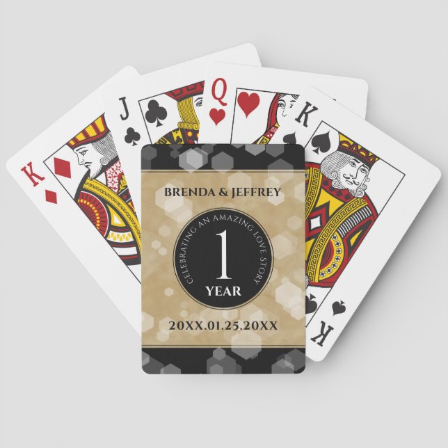 Elegant 1st Paper Wedding Anniversary Celebration Poker Cards (Back)