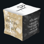 Elegant 1st Paper Wedding Anniversary Celebration Pouf<br><div class="desc">Celebrate the 1st paper wedding anniversary with this stylish pouf! Elegant black and white lettering with hexagonal confetti on alternating aged paper, black, and white backgrounds add a memorable touch for this special occasion and milestone. Personalize with the couple's names, initials, years of marriage, and congratulatory message. Design © W.H....</div>