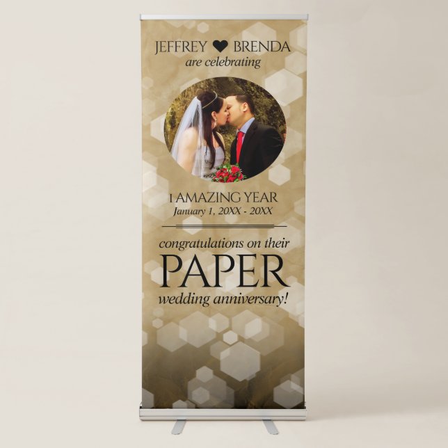 Elegant 1st Paper Wedding Anniversary Celebration Retractable Banner (Front)