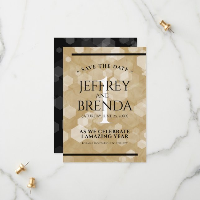 Elegant 1st Paper Wedding Anniversary Celebration Save The Date (Front/Back In Situ)