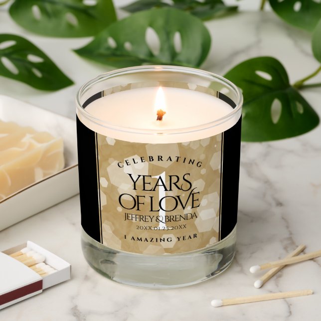 Elegant 1st Paper Wedding Anniversary Celebration Scented Candle (Lit)