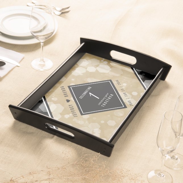 Elegant 1st Paper Wedding Anniversary Celebration Serving Tray (Front)