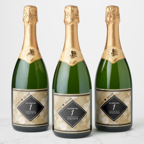 Elegant 1st Paper Wedding Anniversary Celebration Sparkling Wine Label