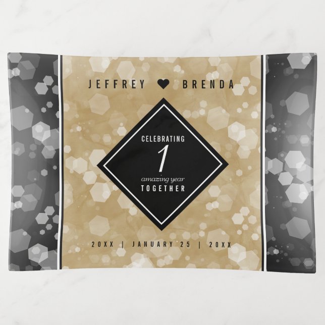 Elegant 1st Paper Wedding Anniversary Celebration Trinket Tray (Front)