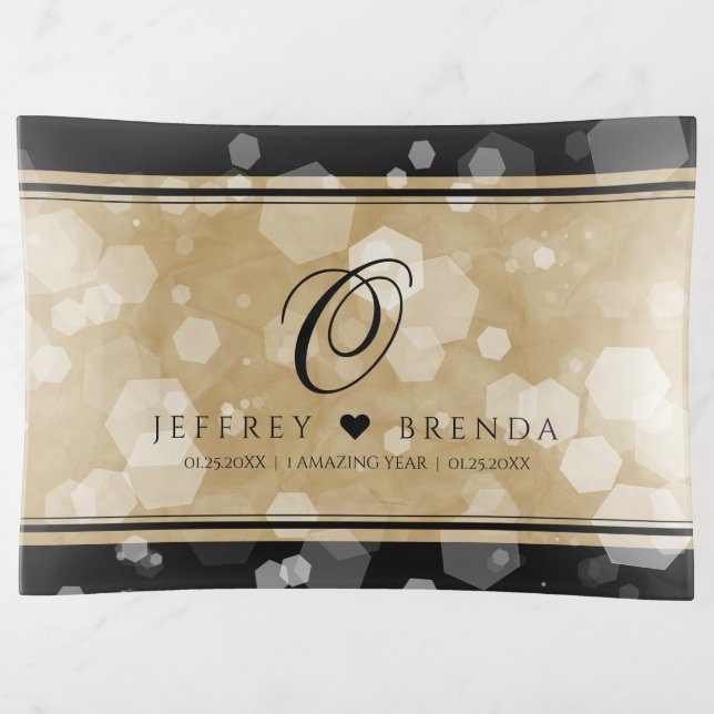 Elegant 1st Paper Wedding Anniversary Celebration Trinket Tray (Front)