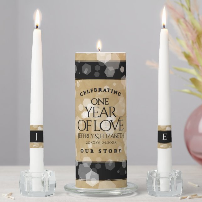 Elegant 1st Paper Wedding Anniversary Celebration Unity Candle Set (In Situ)