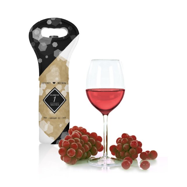 Elegant 1st Paper Wedding Anniversary Celebration Wine Bag (Creator Uploaded)