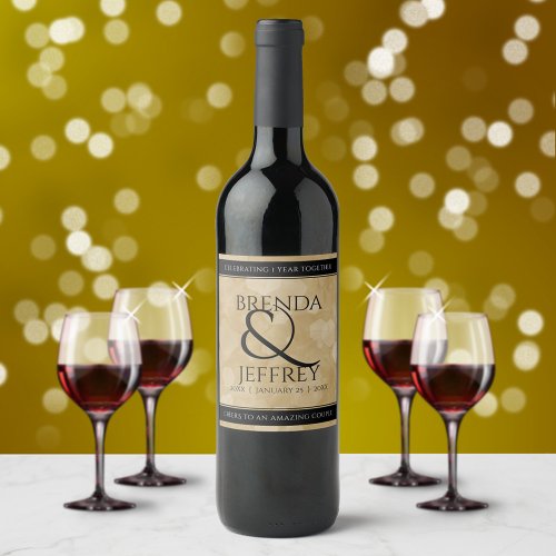 Elegant 1st Paper Wedding Anniversary Celebration Wine Label