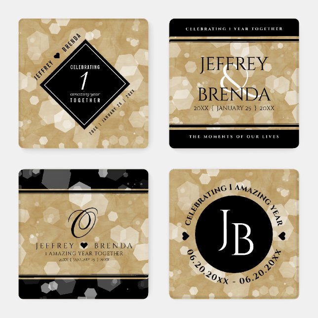 Elegant 1st Paper Wedding Anniversary Coaster Set (Set)
