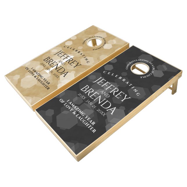 Elegant 1st Paper Wedding Anniversary Cornhole Set (Angled)