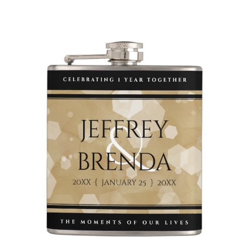 Elegant 1st Paper Wedding Anniversary Flask