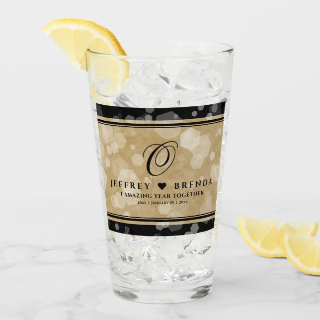 Elegant 1st Paper Wedding Anniversary Glass (Front Ice)
