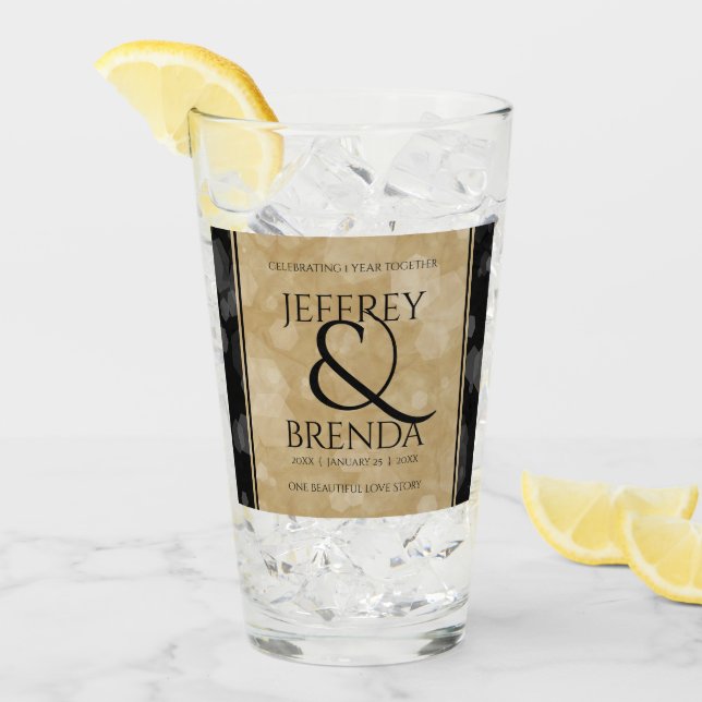 Elegant 1st Paper Wedding Anniversary Glass (Front Ice)