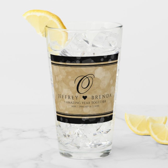 Elegant 1st Paper Wedding Anniversary Glass (Front Ice)