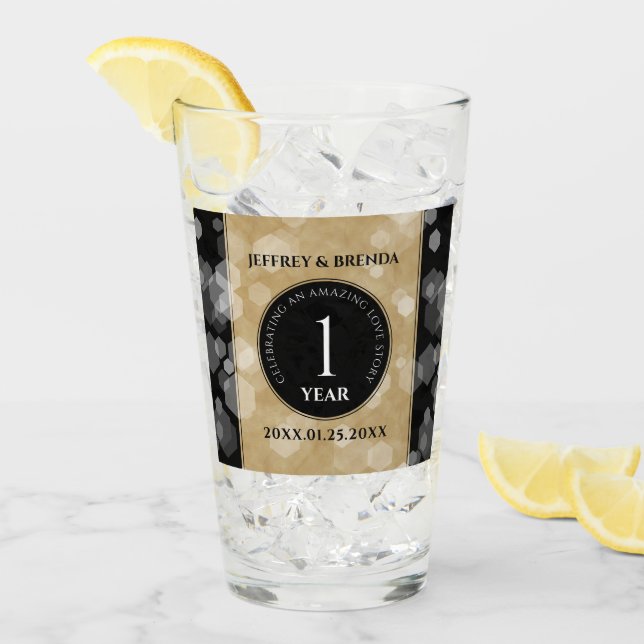 Elegant 1st Paper Wedding Anniversary Glass (Front Ice)