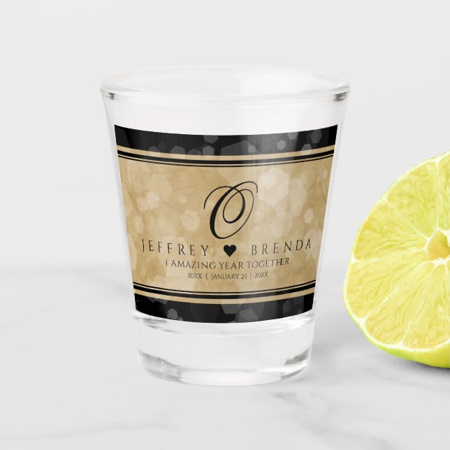 Elegant 1st Paper Wedding Anniversary Shot Glass (Front)