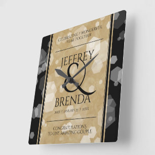 Elegant 1st Paper Wedding Anniversary Square Wall Clock