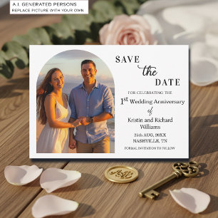 Elegant 1st Wedding Anniversary Photo Save The Date