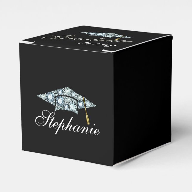 Elegant 2018 Diamond Graduation Cap Favor Boxes (Front Side)
