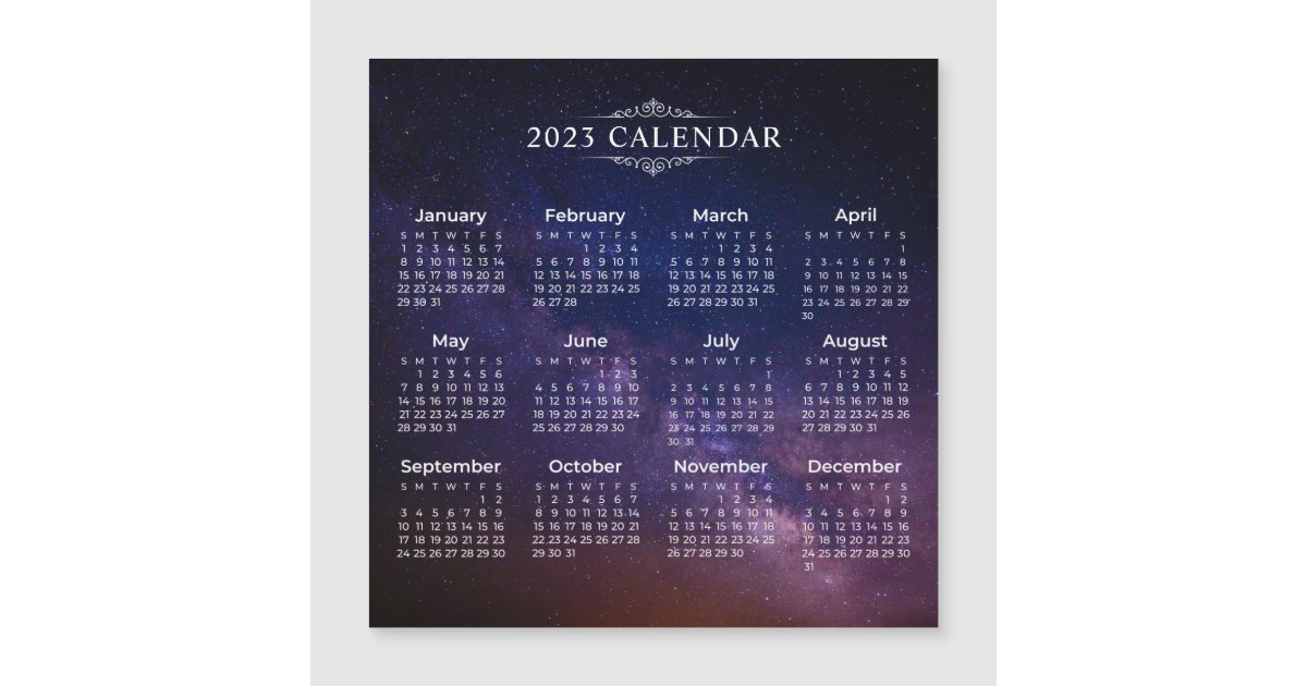 Elegant 2023 Calendar on Milky Way Card Zazzle