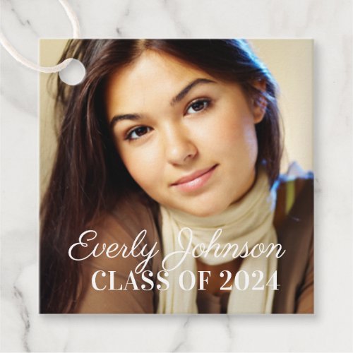 Elegant 2024 Blush Personalized Graduation Photo Favor Tags