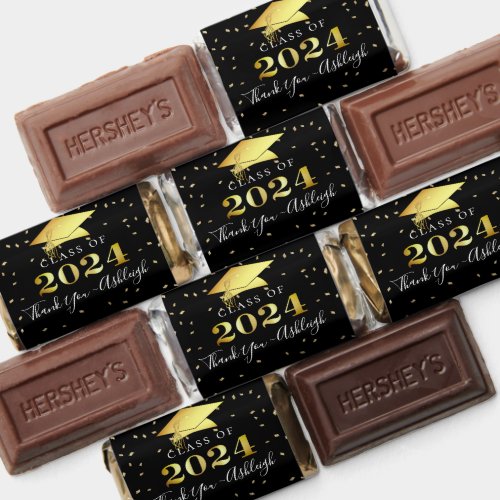 Elegant 2024 Graduation Thank You Faux Gold Foil Hersheys Miniatures