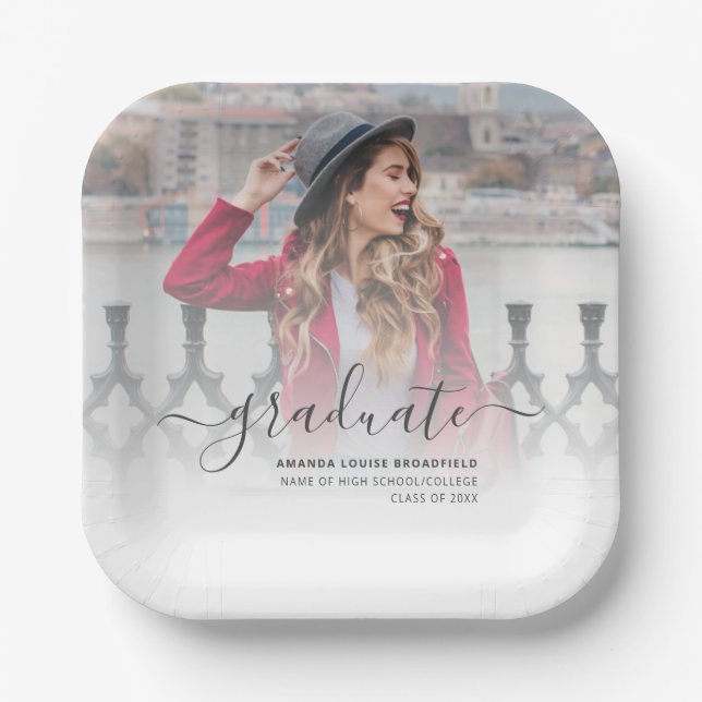 Elegant 2025 Grad Keepsake Script Graduation Party Paper Plates (Front)