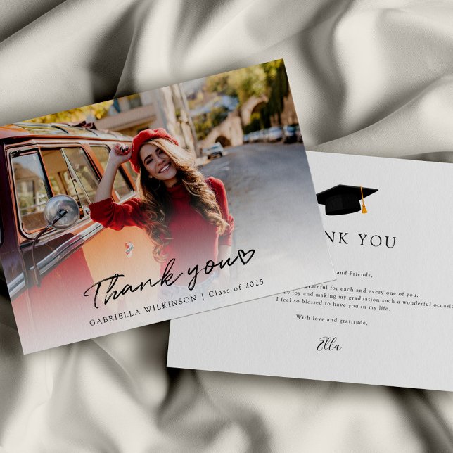 Elegant 2025 Graduate Photo Script Graduation Thank You Card (Tropical Palm Trees Destination Wedding Invitation)