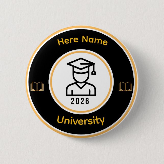 Elegant 2026 Graduate | Personalized Gold Seal Button (Front)