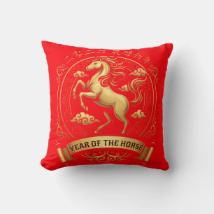Elegant 2026 Year of the Horse Chinese New Year  Throw Pillow