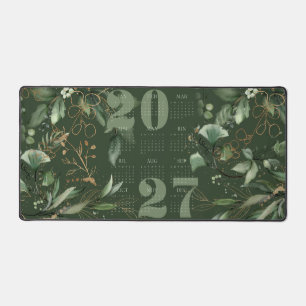 Elegant 2027 Calendar Eucalyptus Green Gold Desk Mat
