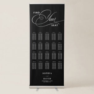 Elegant 20 Table Calligraphy Wedding Seating Chart Retractable Banner