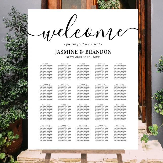 Elegant 20 Table Wedding Seating Chart Foam Board | Zazzle