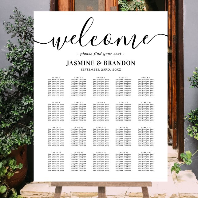 Elegant 20 Table Wedding Seating Chart Foam Board (Creator Uploaded)