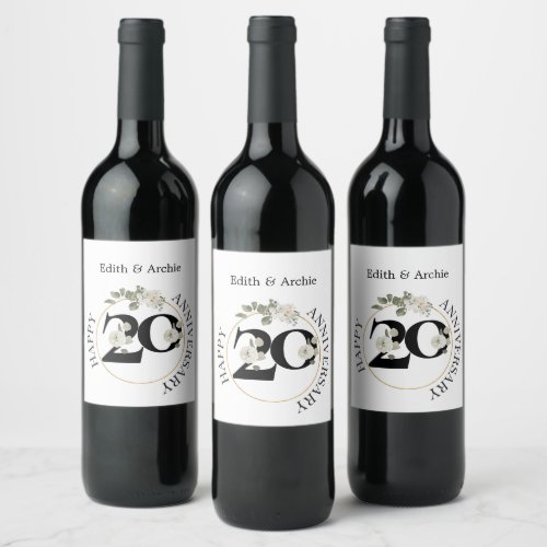 Elegant 20 year ANNIVERSARY  Wine Wine Label