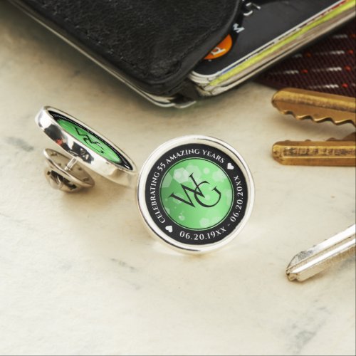 Elegant 20th 38th 55th Emerald Wedding Anniversary Lapel Pin