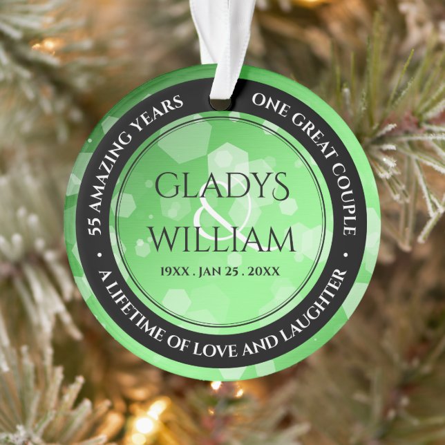 Elegant 20th 38th 55th Emerald Wedding Anniversary Ornament (Tree)