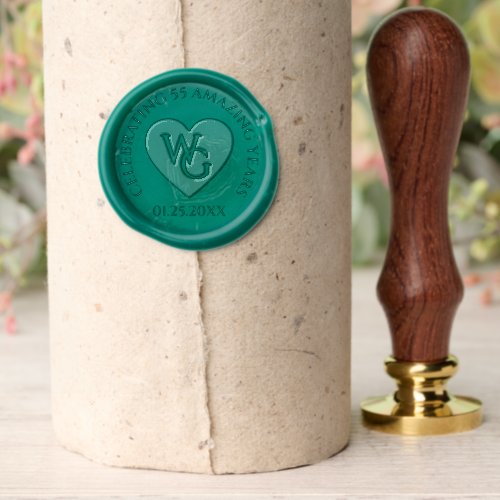 Elegant 20th 38th 55th Emerald Wedding Anniversary Wax Seal Stamp