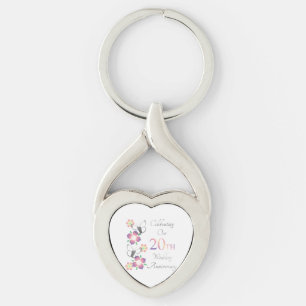 Elegant 20th Anniversary Keychain